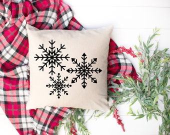 Snowflake Pillow Cover, Christmas Pillow Cover, Winter Pillow, Minimalist Holiday Pillow Cover, Holiday Accent Pillow, Throw Pillow