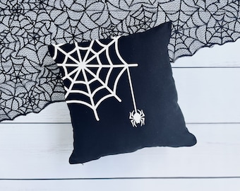 Halloween Pillow Cover, Black Halloween Pillow, Spider Pillow Cover, Halloween Spiderweb Pillow Cover, Unique Halloween Pillow, Spooky Decor