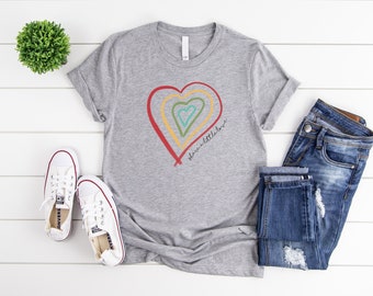 Share A Little Love Shirt, Share Love, Kind Tee, Rainbow Heart Shirt, Rainbow Shirt, Quote Shirt, Unisex Shirt, Short Sleeve Tee