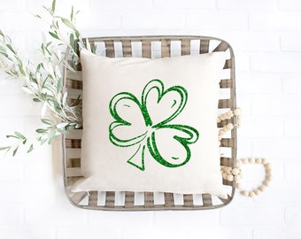 St. Patrick's Day Pillow Cover, Clover Pillow, Shamrock Pillow, Glitter Shamrock Pillow, Lucky Charm Pillow Cover, St. Patrick's Day Decor