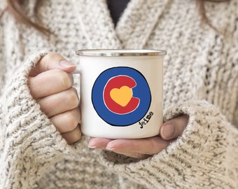 Personalized Colorado Mug, Custom Colorado Love Camp Mug, Custom Mug, Campfire Mug, Camp Cup, Coffee Mug, Enamelware, Personalized Mug