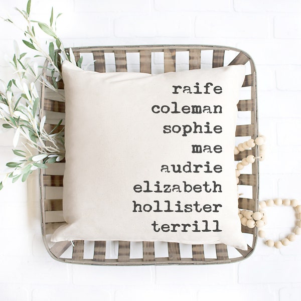 Name Pillow Cover, Custom Family Pillow Cover, Personalized Pillow Cover, Pillow Cover With Names, Custom Text Pillow Cover, Custom Pillow