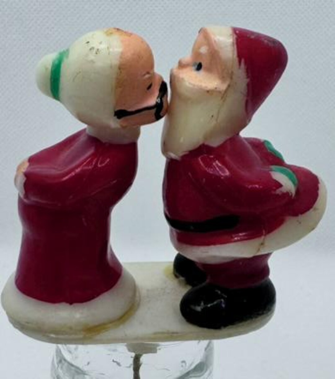 Vintage 1970s Christmas Santa Kissing Mrs. Claus on Platform Cake or ...