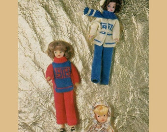 Vintage Modepuppe Strick Outfits Sindy Pullover Hose Hoodie Lässige Puppenkleidung Vintage Strickmuster Sofort Download PDF