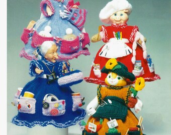 Vintage Home Helper Doll Outfits DK 4 Different Doll Dresses Knitting Pattern PDF Download