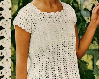 Damen Häkeln Kurzarm Sommer Top Vintage Häkelanleitung Sofort Download PDF