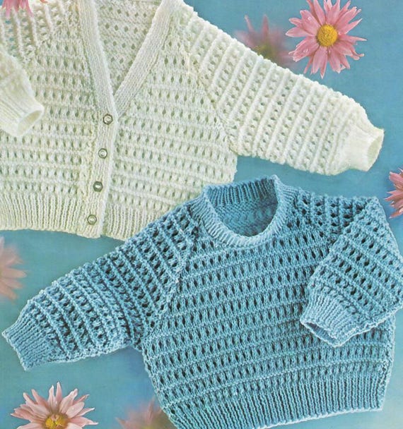 Cardigan raglan simple boutonné pour bébés et pull à col rond 18 à