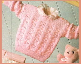 Babies And Toddlers Shoulder Buttoning Sweater Vintage Knitting Pattern Instant Download PDF Cosy Long Sleeve Sweater Pattern