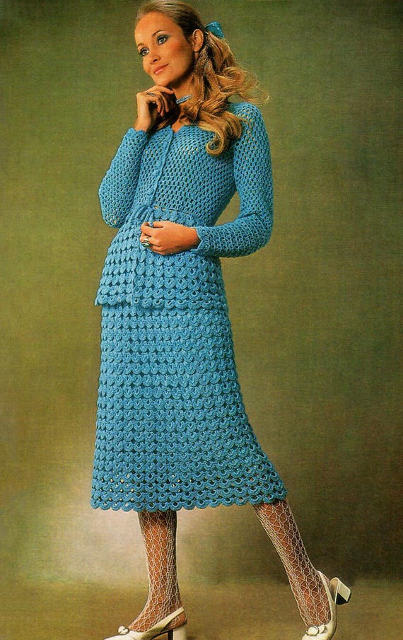 Ladies Crochet Long Sleeve Button up Lacy Coat Jacket and Midi Skirt Suit  Set 4 Ply Vintage Crochet Pattern PDF Download - Etsy Israel