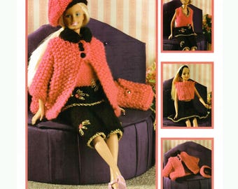 Vintage Sindy Puppe Strickmuster Modepuppe Outfit Jacke Top Hose 11.5"Puppe DK Vintage Strickmuster PDF Instant Download