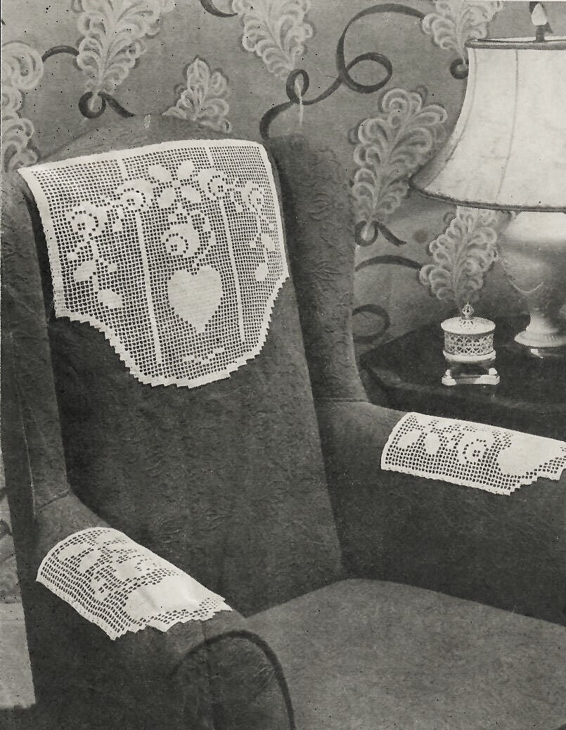 28 Vintage Rose Crochet Patterns: Add Old-World Charm to Your Creations 22 Vintage Crochet Pattern Rose Filet Chair Set 1940s
