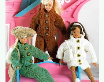 Vintage Sindy Doll breipatroon chenille modepoppenkleertjes 11" pop jas rok set vintage breipatroon PDF Instant Download