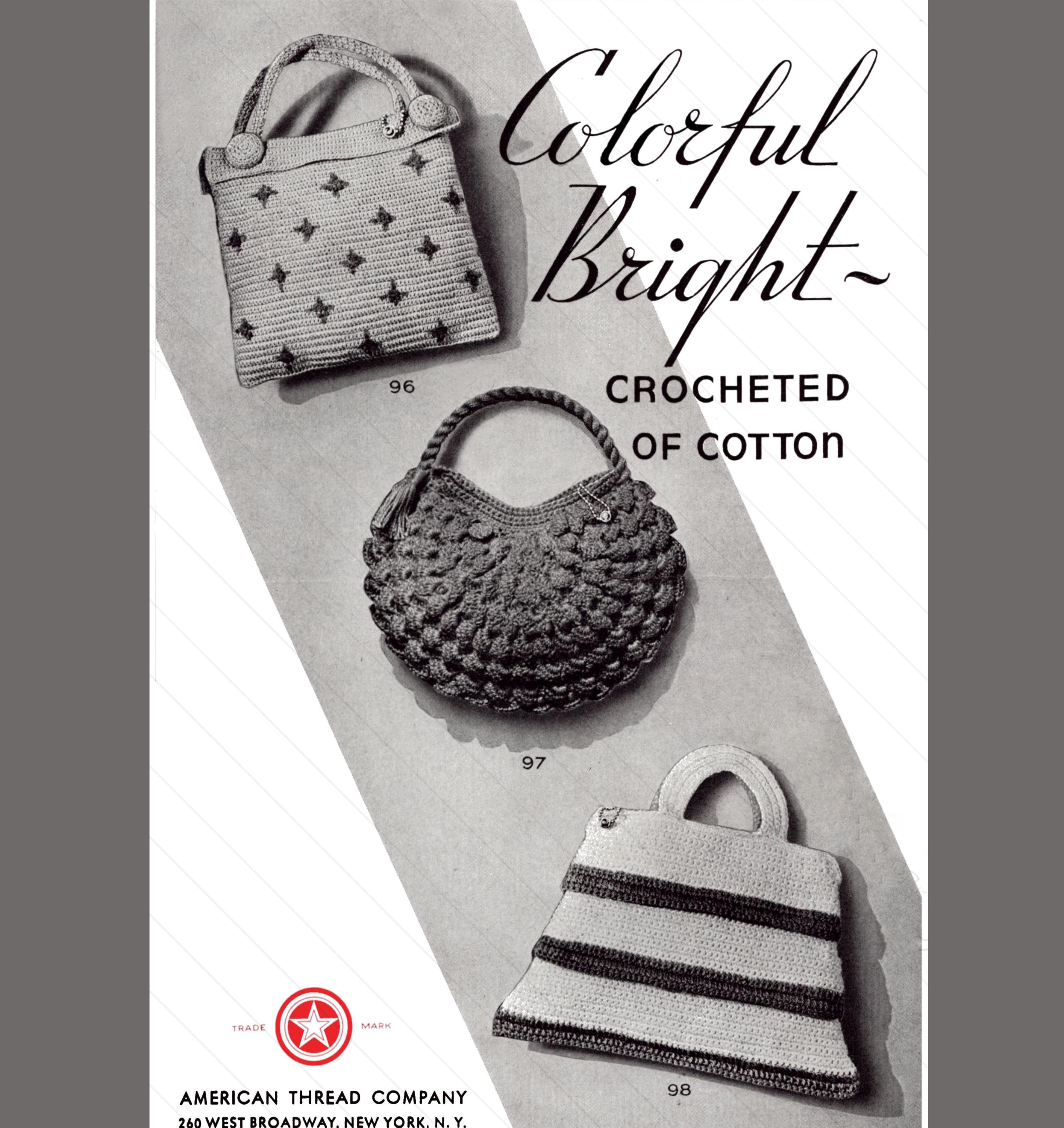 1940年代スタイル バッグ パース 鍵編み ヴィンテージ 1940s Hand Bag Knitting Pattern - Etsy