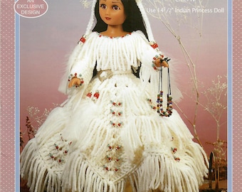 Vintage Crochet Indian Princess Wedding Gown Full Dolls Outfit Vintage Crochet Pattern Digital Download PDF Dolls Wedding Outfit Pattern