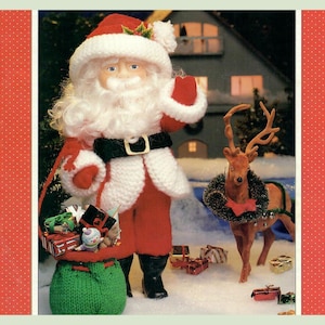 Vintage Traditional Santa Claus Doll Knitted Clothes Full Outfit Father Christmas Doll Worsted Vintage Knitting Pattern PDF Instant Download