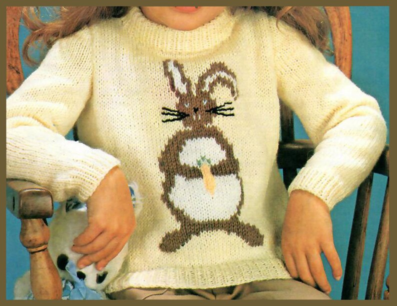 Children's and Toddlers Cute Bunny Rabbit Knitted Sweater Vintage ...