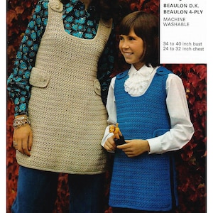 Sleeveless Scoop Neck Crochet Tabard Adult&#39;s And Children&#39;s Sizes 24&quot;-40&quot; DK 8 Ply Or 4 Ply Vintage Crochet Pattern PDF Instant Download