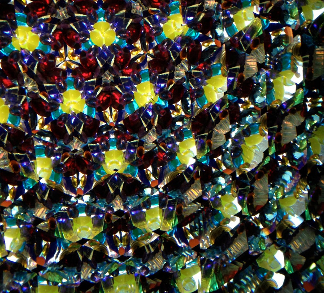 Brass Kaleidoscope with Vintage Glass Jewels and Oak Stand Etsy