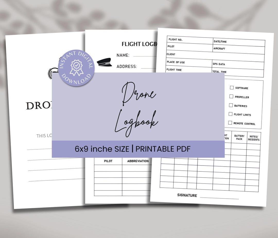 Drone Flight Log Book, Drone Pilot Log Book, PDF for Tracking Drone ...