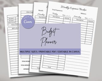 Budget Planner, Printable Planner, Income and Expense Tracker, Money Tracker, A4/A5/Letter