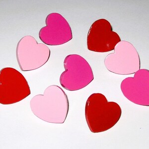Valentine Push Pins, Heart Push Pins, Pink Pins, Red Tacks, Hot Pink Hearts, Decorative Push Pins, Cork Board Thumb Tacks, Hand Painted Pins