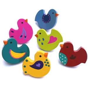 Cute Little Bird Push Pins, Cork Board Pins, Bird Tacks, Fancy Birds, Fun Pins, Hand Painted, Decorative Push Pins, Office Supplies, Teacher