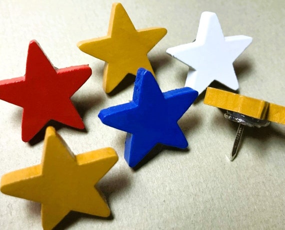 Red White Blue & Gold Star Push Pins, Americana, Patriotic, U.S.A.