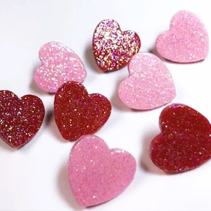 Iridescent Glitter Heart Push Pins, Valentine Push Pins, Decorative Push Pins, Cork Board Thumb Tacks, Hand Painted Wooden Heart Push Pins