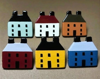 Saltbox House Push Pins, Folk Art Thumb Tacks, Decorative Push Pins, Hand Painted Pins, Cork Board Pins, Office, Kitchen, Bedroom, Dorm Pins