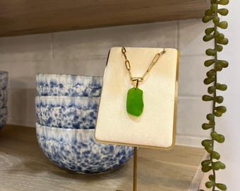Sea Glass Necklace | Sea Glass Jewelry | Everyday Necklace | Hawaii Jewelry | Beach Glass Necklace | Gold Chain Necklace | Green Sea Glass