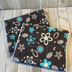 Gray Flowers Chenille Burp Cloth- Ready to ship