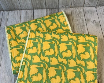 Yellow Dinosaur Chenille Burp Cloth- Ready to ship