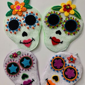 Colorful Felt Sugar Skull Ornament Day of the Dead Decor image 3