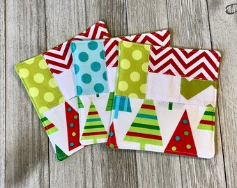 Scrappy Christmas Coaster Set of 3:  Christmas gift, Holiday decor, Holidays, Winter, Cozy, House warming gift, ready to ship, Christmas