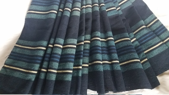 Antique Indigo Woven Scarf, Hand Dyed, Hand Woven