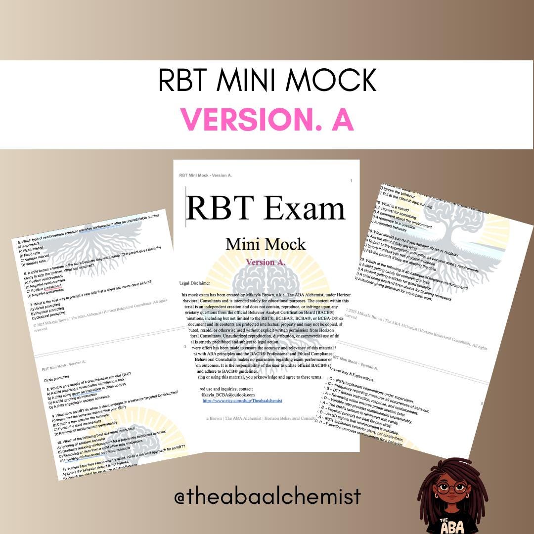 Mini Rbt Signs NEW! Registered Behavior Technician - RBT Mini Mock Exam Version. A ...