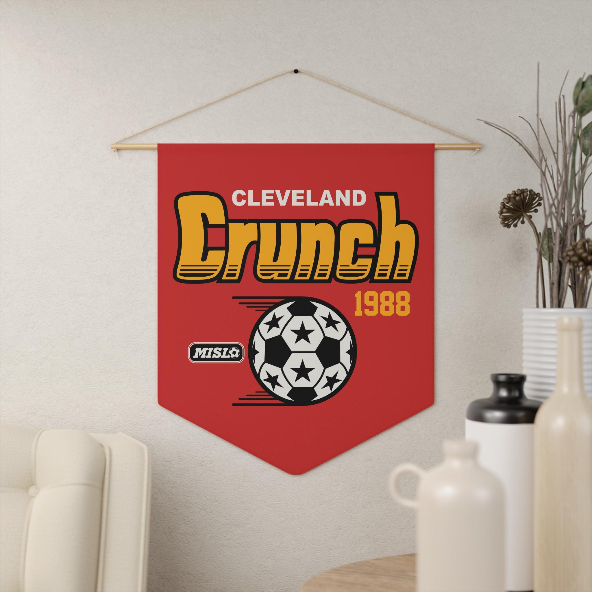 Cleveland Crunch 1988 Vintage Soccer Pennant, Mid-century Wall Banner ...