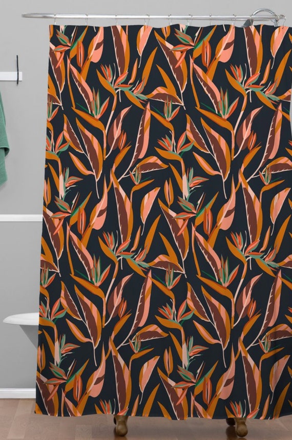 Anthology Of Pattern Elle Bird Of Paradise Dark Shower Curtain Etsy