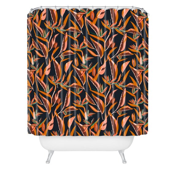Anthology Of Pattern Elle Bird Of Paradise Dark Shower Curtain Etsy