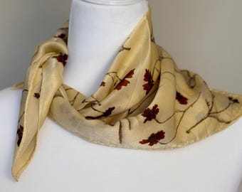 ECO PRINTED Silk Scarf, Hand Dyed and printed with Plains Coreopsis Flowers, Color Headlands #112