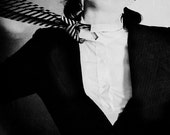 Black and White Portrait, Fine Art Photography, Silent Film Inspired Art, Tie, Androgeny, Dramatic Portrait, Bedroom Decor