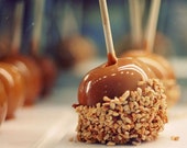 Caramel Apples Photograph, Food Photography, Holiday Print, Kitchen Decor, Carnival Food, Butterscotch Color, Home Decor