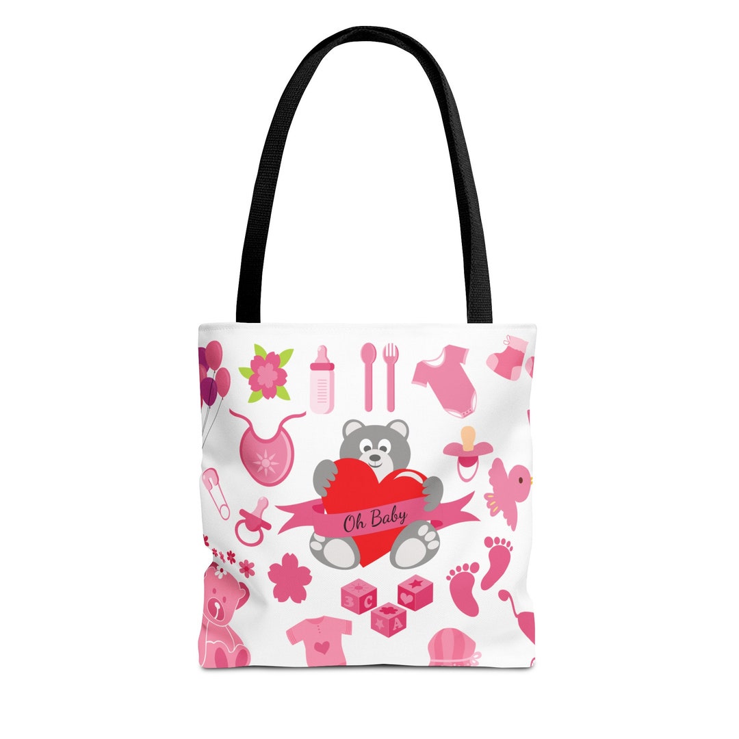 Oh Baby Pink Baby Items & Teddy Bear Heart Tote Bag (AOP) - Etsy