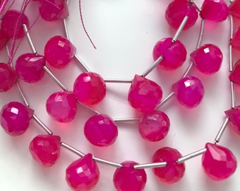 Full strand of hot pink chalcedony onions