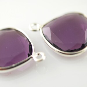 purple quartz flat heart pendant in sterling silver 2 pieces 16.00 image 2