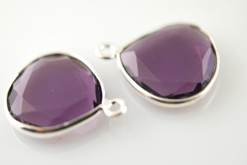 purple quartz flat heart pendant in sterling silver 2 pieces 16.00 image 2