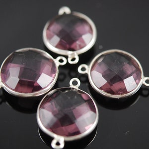 Matching Round Plum color hydro quartz connectors in sterling silver 20.00 ON SALE 18.00 image 5