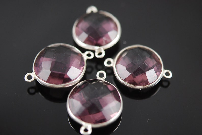 Matching Round Plum color hydro quartz connectors in sterling silver 20.00 ON SALE 18.00 image 5