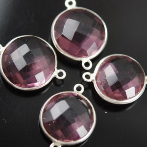 Matching Round Plum color hydro quartz connectors in sterling silver 20.00 ON SALE 18.00 image 3
