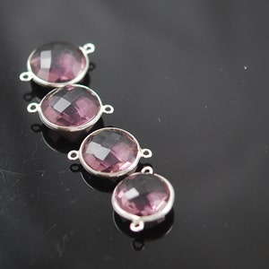 Matching Round Plum color hydro quartz connectors in sterling silver 20.00 ON SALE 18.00 image 2